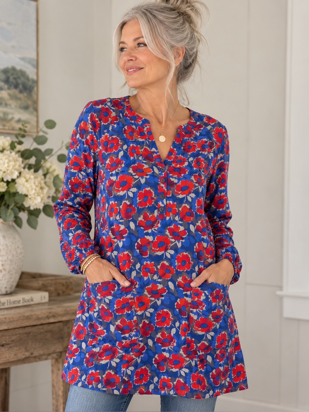 Seasalt Cornwall Terrazzo Floral Cotton Tunic Top